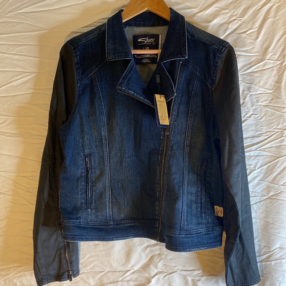 Silver Jean Co woman’s zip up jean jacket size L. NWT - Picture 3 of 12